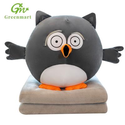 China Greenmart 2022 New Soft Plush Toys Cartoon Owl Pillow Children's Cuddly Blanket Owl Toy for sale