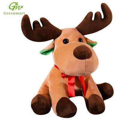 China Cute Cartoon Greenmart Christmas Elk Plush Stuffed Deer Doll Atmosphere Props Christmas Eve To Girls Deer Gift for sale