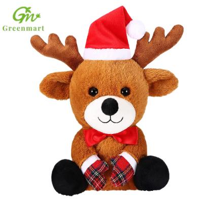 China Greenmart Christmas Reindeer Soft Cozy Plush Stuffed Christmas Moq Red Cozy Stuffed Animals Hat For Kids for sale