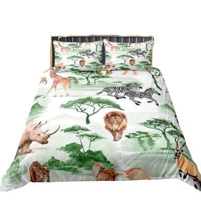 China Low MOQ 3D Jungle Print Bedding Set Customer Design Folded Floral 3d Bedding Set With Duvet Cover Set for sale