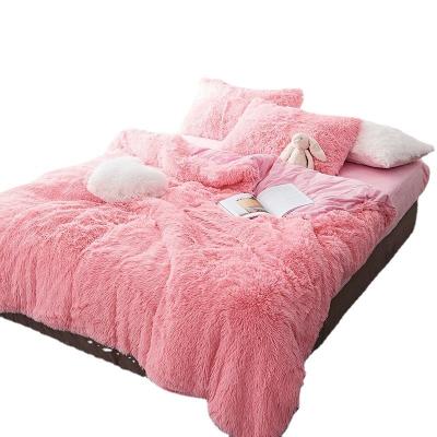 China Wholesale Cozy Folded 100% Polyester Duvet Cover And Pillowcase Sets Long Hot Sale Shaggy Fluffy Bedding Sets for sale