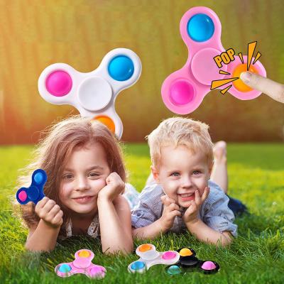 China 3 Hole Dimple Fidget Spinners Pop Up Toy Simple Dimple Fidget Spinner Push Pop Bubble Pop Up Spinners Stir Toy For Stress Relief Anti-Anxiety Sensory for sale