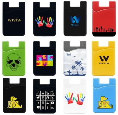 China Custom Logo Phone Socket Wallet Silicone Cell Phone Wallet Sticker Portable Promotional Gift Card Holder Wholesale for sale