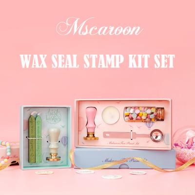 China DIY Sealing Wax Stamp Set Wax Sticks Seal Stamp Set Kit DIY Sealing Wax Stamp Set Wax Beads Cast Spoon To Wedding Gift Box Set envelope decoration for sale