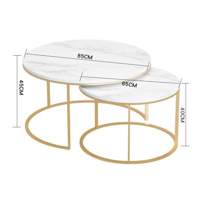 China Modern round coffee table tea side view metal (the other) stainless steel tempered glass top coffee table adjustable leg base for sale