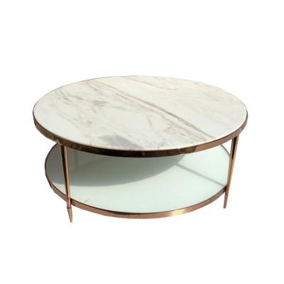 China (Other) Originality Adjustable Metal Frame Table Round Table Brass Gold Marble Coffee Table for sale