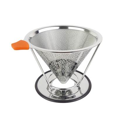 China Eco-Friendly Sustainable Coffee Dripper Filter 125mm Separate Coffee Cone SS304 Holder for sale