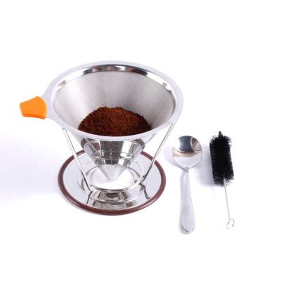 China Sustainable Fine Double Layers Stainless Steel Reusable Coffee Filter Basket Pour Over Coffee Spout With for sale