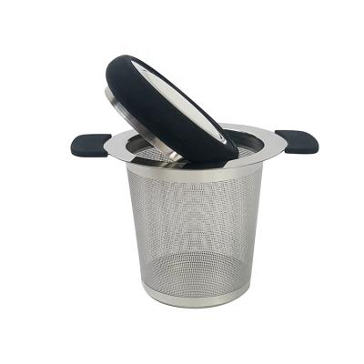 China Sustainable Stainless Steel Tea Infuser Tea Strainer With Silicone Lid for sale