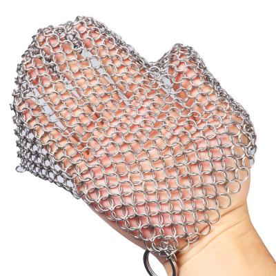 China Plain weave 5 inch circle stainless steel chainmail scrubber, clean kitchen scrubber cookware for sale