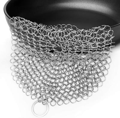 China Viable Manufacturer China Wire Mesh Pans Cast Iron Scrubber / Chainmail Stainless Steel Scrubber for sale