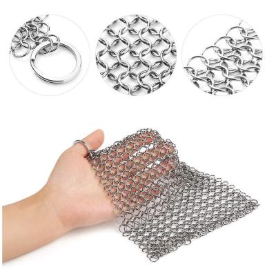 China Sustainable 316 stainless steel chainmail ring mesh strainer cast iron cleaner for sale