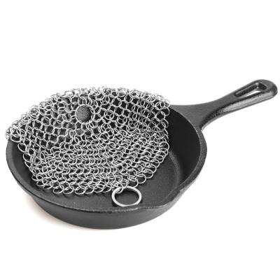 China Cast Iron Pot Metal Cleaner Sustainable Mesh Premium Quality 6x8 Chainmail Stainless Steel Ring Mesh Scrubber for sale