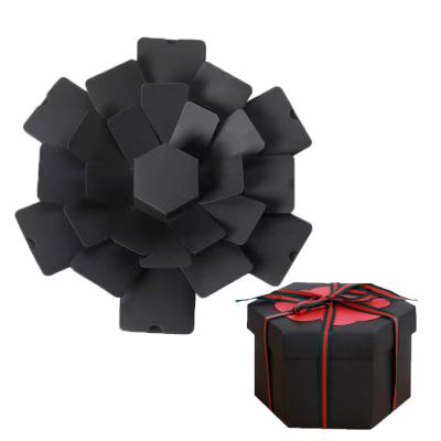 China Hexagon Explosion Gift Box Packing Set Surprise Diy Photo Album Box Recyclable Exploding Paper Packing Box For Couples Birthday Wedding for sale