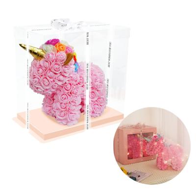 China Artificial Pe Flower Valentine's Day Wedding Decorations Valentine's Day Gifts Gathered Roses Rose Unicorn With Gift Box Large Handmade Mini for sale