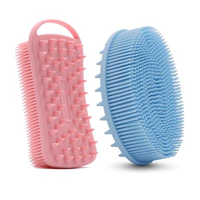 China Viable Silicone Body Massage Exfoliating Body Scrubber Shower Brush For Wet And Dry Brushing Suit To Bathe Wash Head for sale