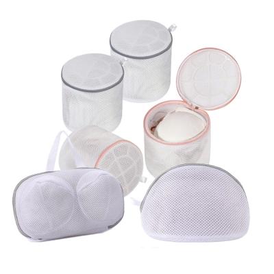 China Modern Sandwich Fabric Mesh Laundry Bra Bags with Zipper for Washing Machine Travel Storage Organize Bag for Underwear Lingerie Hosiery for sale