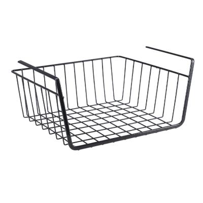 China Viable Metal Wire Under Shelf Hanging Organizer Storage Basket Rack For Kitchen Office Office Bathroom Cabinet for sale