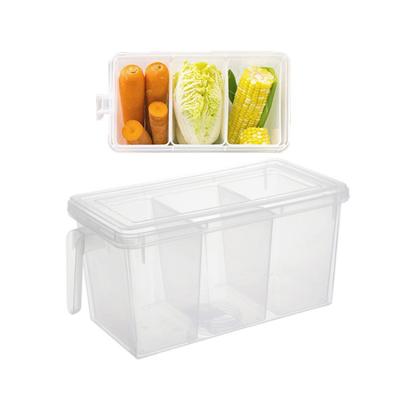 China Sustainable Plastic Organizer Storage Containers Rectangle Handle Food Storage Boxes With Removable Lids For Refrigerator Fridge Cabinet for sale