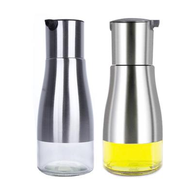 China Stainless Steel Salad Dressing Dispenser Viable Transparent Glass Bottle Set Spice Condiment Bottle Seasoning Bottle for sale