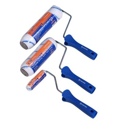 China Wholesale Decorative Paint Factory Blue Stripe Pattern Paint Roller Brush With 7 Inch Refill for sale