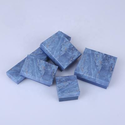 China Materials China Supplier Recycled Luxury Custom Jewelry Box Paper Packaging , Blue Marble Jewelry Gift Box for sale