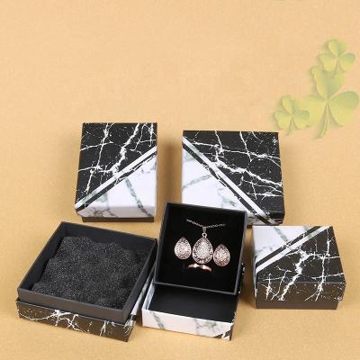 China Recycled Materials Marble Necklace Packaging Black Box Custom Logo Printed Jewelry Boxes for sale