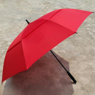 China O guarda-chuva feito sob encomenda do golfe da fibra de vidro de Sun vermelho/automático abre o guarda-chuva próximo à venda