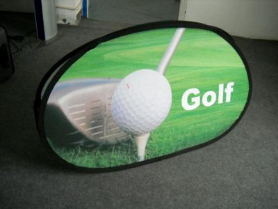 China Golf Outdoor Oval Pop Up Advertising Banners Green With Spring Metal Steel Frame for sale