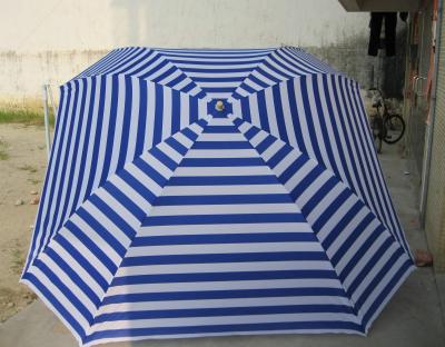 China weißer und blauer Streifen-Quadrat-Strandschirm des Polyester-180g windundurchlässige Sun-Markise zu verkaufen