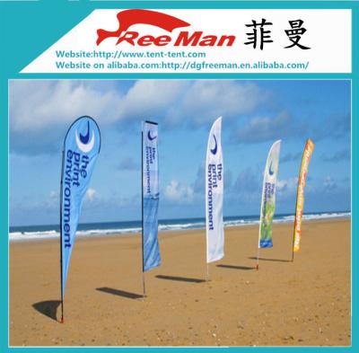 China impressão lateral feita malha 110g da bandeira uma da bandeira de praia do poliéster para relativo à promoção à venda