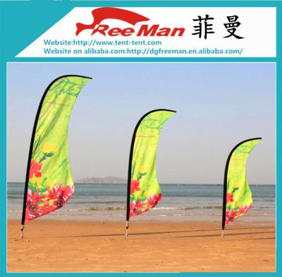 China Aluminium en Glasvezel de Banner van de het Strandvlag van Pool, Openluchttraanvlaggen Te koop