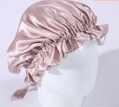 China Character 100% Silk Pink Sleep Cap For Long Hair Hood for sale