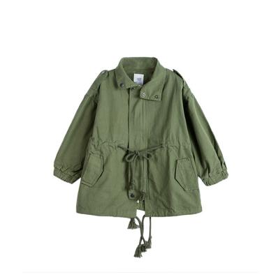 China Girl's Neutral Coat Rope Trench Coat Spring And Autumn Coat Children's Breathable Wear for sale