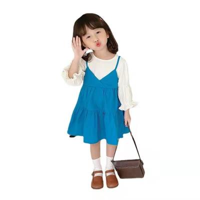 China Anti-Wrinkle Two Strap Shirts Korean False Skirt Baby Girls Autumn Dress Kids Princess Fashionable Skirt for sale