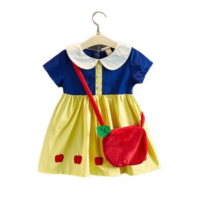 China Lovely Breathable Collar Doll Dress Summer Girl Sleeve Cartoon Princess Short Skirt Send Small Satchel Bag for sale