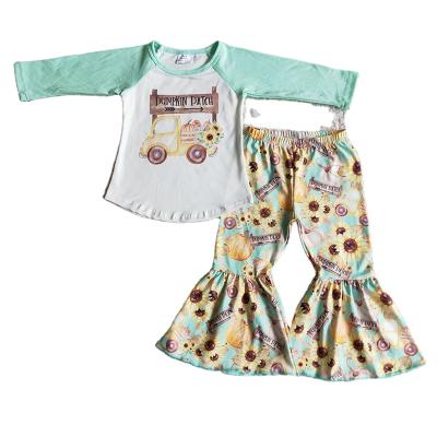 China Wholesale Casual Halloween Clothes For Baby Costume Girls Boutique Pumpkin Aqua Kid Outfits for sale