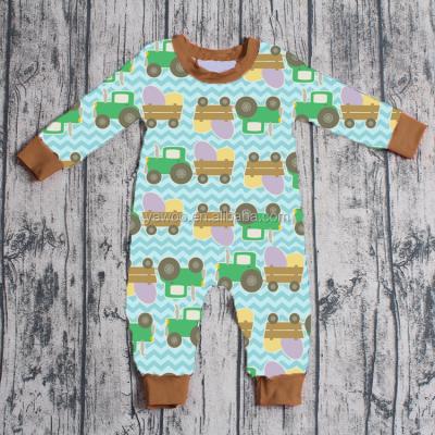 China Yawoo Easter Egg Day Sleeveless Infant Boys Toddler Long Sleeve Overalls Jumpsuit Baby Romper for sale