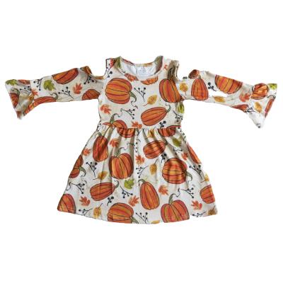 China Pumpkin Print Orange Size Viable Bouquet Dress Children's Clothing Long Sleeve Autumn Winter Children's Clothing for sale