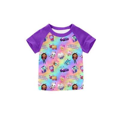 China Casual Custom Character Purple Short Sleeve Cartoon T-shirt Baby Clothes Girl's Clothing for sale