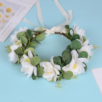 China Hair Accessories Party Aura Flower Headdress Holiday Garland Carnival Hair Party Headdress Ladies Beach Accessories Flower Head Garland for sale