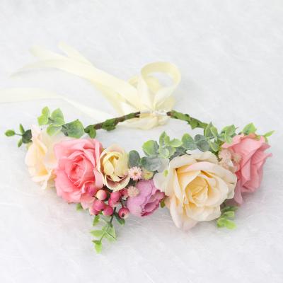 China Wholesale Head Garland Flower Bridesmaid Hair Accessories Factory Artificial Green Leaf Rattan Corolla for sale