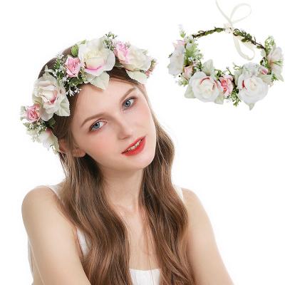 China Hair accessories new products artificial flower headband garland wedding photos travel flower corolla handmade wholesale for sale