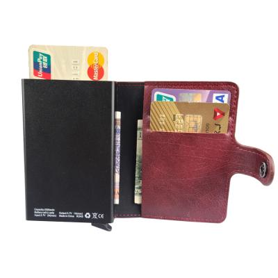 China Fashion Money Credit Cards Case Organizer Phone Charging Card Holder with Built in 2500mAh Power Bank for sale