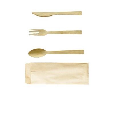 China Disposable Bamboo Spoon Fork Knife Set Disposal Tableware Biodegradable Cutlery for sale