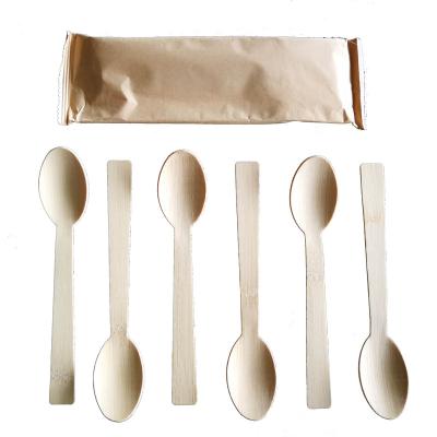 China Disposable Bamboo Spoon 6 Set Of Disposable Biodegradable Cutlery , Recyclable Tableware for sale