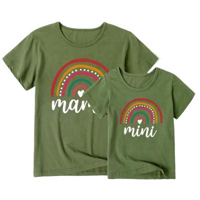 China Mommy and Me QUICK DRY Cute Mom T-shirt Rainbow Family Outfits Mini Bodysuit Family Onesie Mother's Day Gift Matching Photoshoot for sale