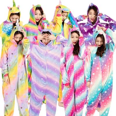 China Breathable Flannel Pijamas Kigurumi Mommy and Me Adult Animal Family Matching Outfits Unicorn Onesie Sleepwear Kids for sale