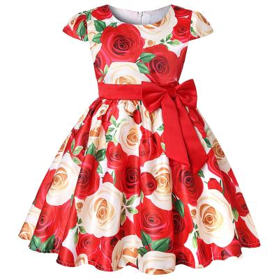 China Girl's Breathable Rose Print Bow Skirt Set Baby Print Princess Skirt for sale