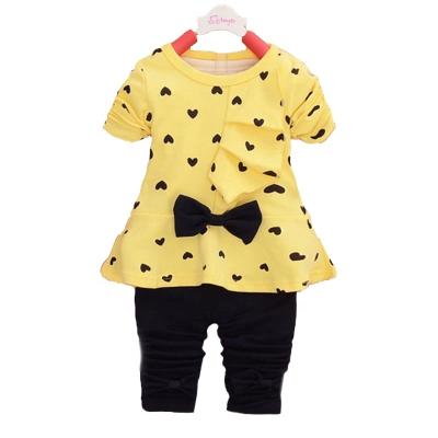 China Spring Newcomer Autumn Toddler Girl Clothes Lovely Heart Ruffle Casual Skirt Solid Panty Set for sale